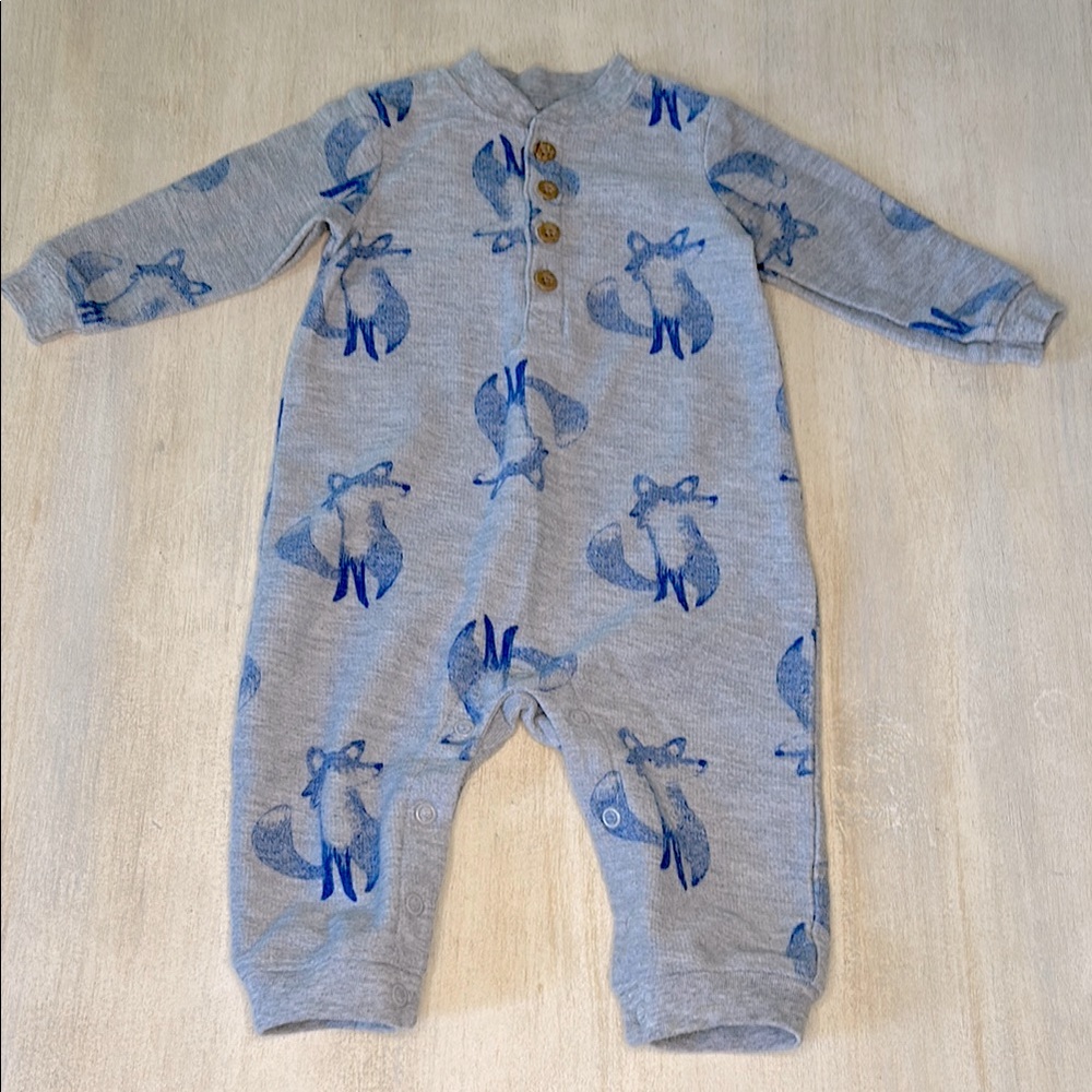 Carter’s Gray blue Fox Print Kids One Piece